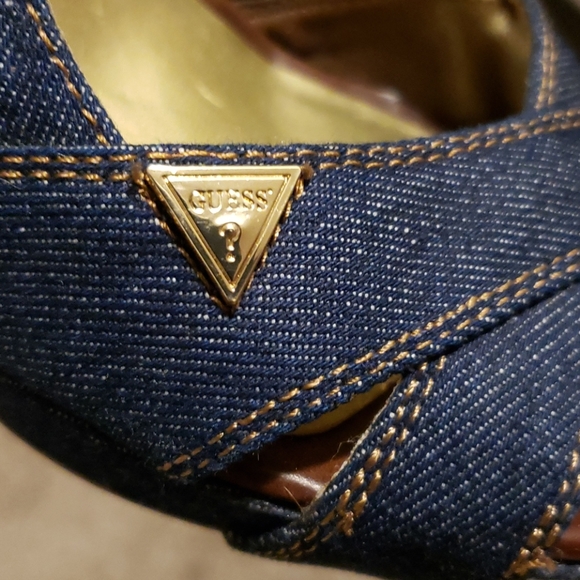 New Guess Tilden Denim Wedge Sandal Size 7.5 - Picture 11 of 14